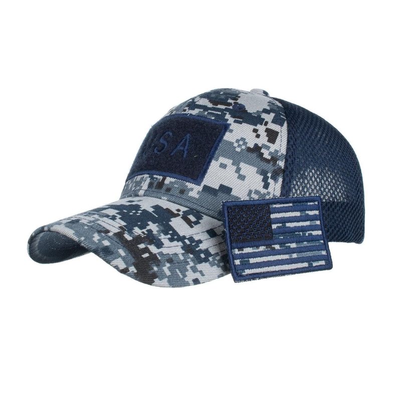 USA Flag Patch Hat Velcro Tactical Camouflage Baseball Cap - MARA Leather