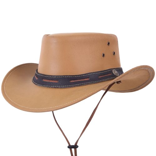 Shapeable Cream Color Genuine Leather Western Cowboy Hat - MARA Leather