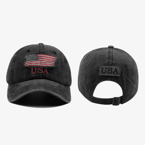 American Flag Embroidery USA Hat Soft Cotton Distressed Style Baseball Cap - MARA Leather