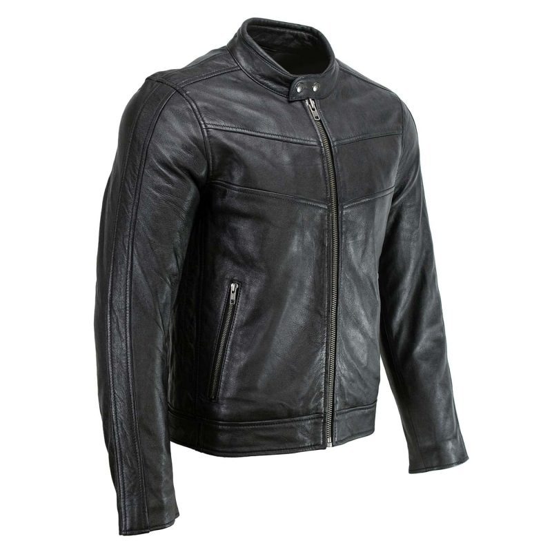 Milwaukee Leather SFM1835 Men s Black Cafe Racer Leather Jacket with Snap Button Collar Medium b2cb8dd3 df55 4976 81b4 7ee69b44334e.d351f1fdf3b9b040