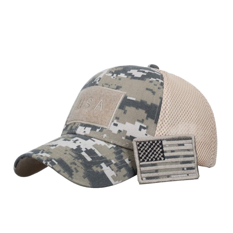 USA Flag Patch Hat Velcro Tactical Camouflage Baseball Cap - MARA Leather