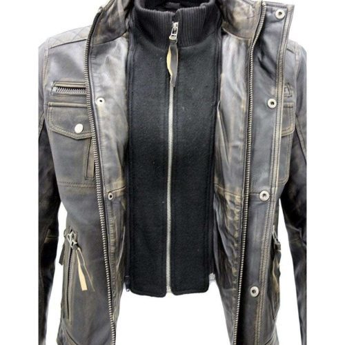 Men's Cafe Racer Distressed Brown Motorcycle Genuine Leather Jacket - MARA Leather