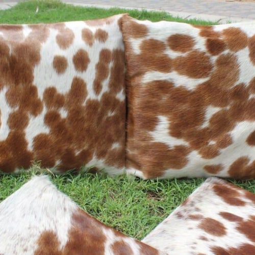 2 Set Decorative Pillows Covers Cow Skin Sofa Cushion Cover Throw Pillowcase - MARA Leather