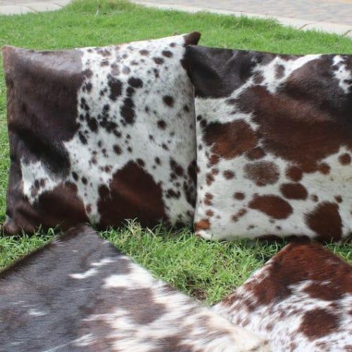 2 Set Decorative Pillows Covers Cow Skin Sofa Cushion Cover Throw Pillowcase - MARA Leather