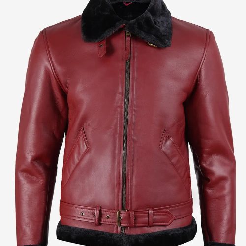 mens classic maroon shearling jacket 43865 zoom