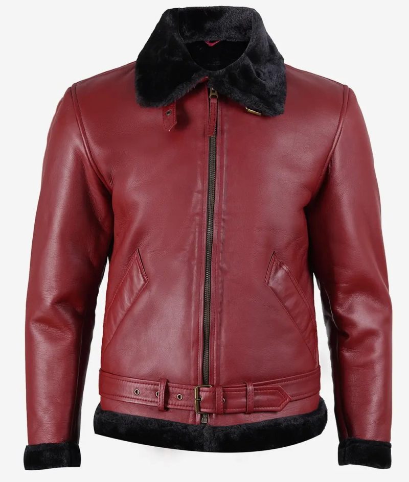 mens classic maroon shearling jacket 43865 zoom